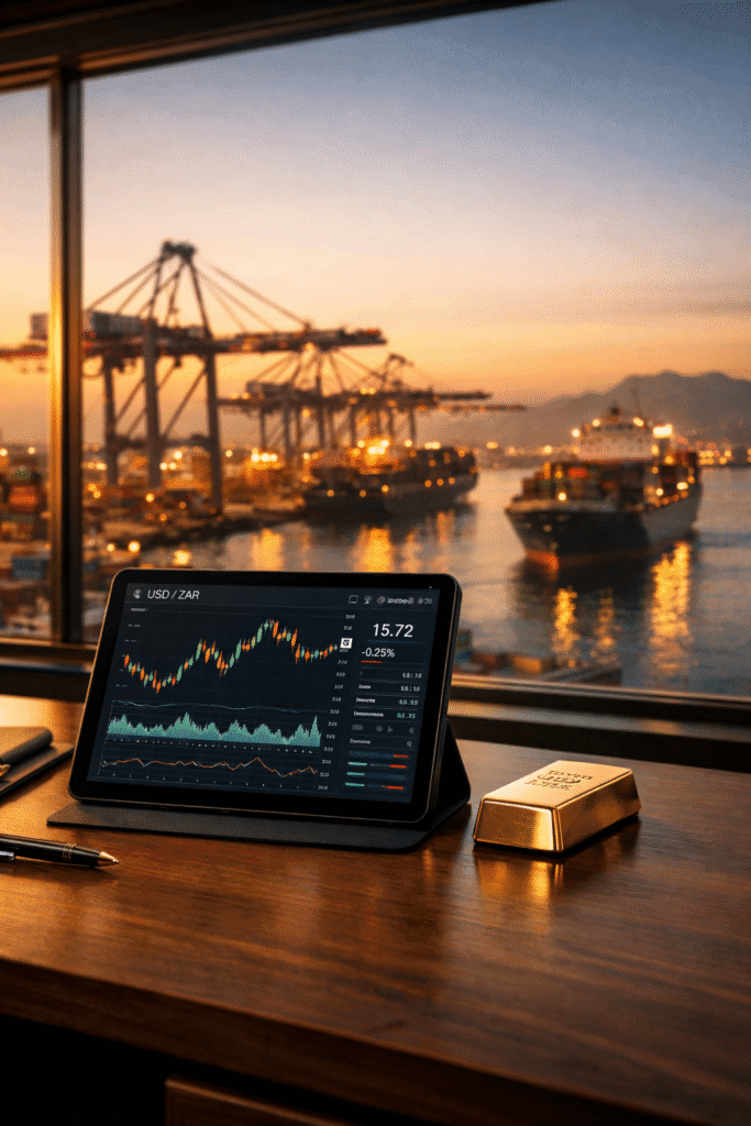 US-dollar-Rand-Gold-Exports-Imports-South-African-economy.