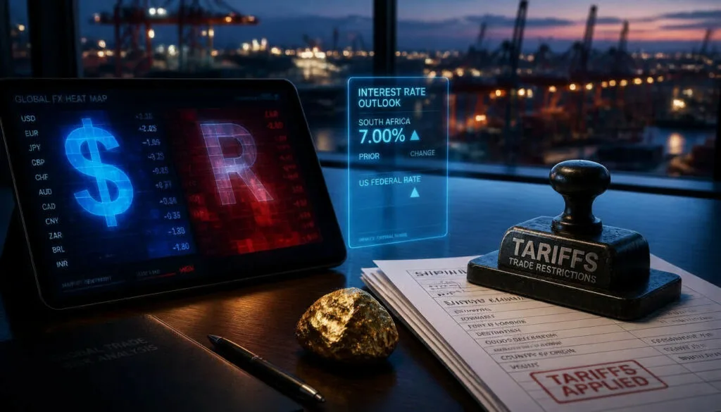 US-Dollar-Rand-inetrest-rates-tariffs-gold